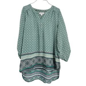 Kim Rogers Green 3/4 Sleeve Flowy Top - Women's Large
